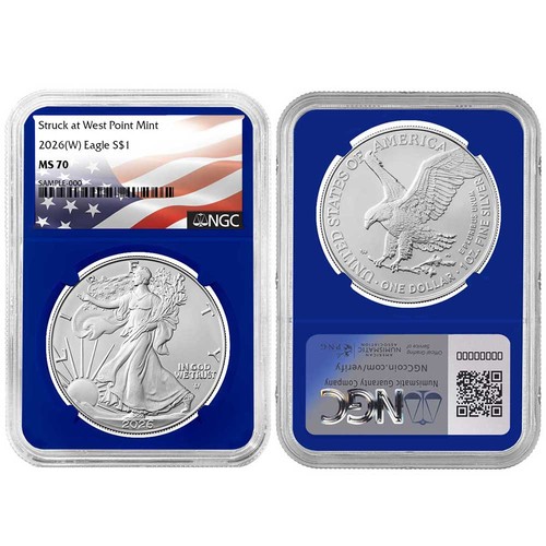 2026 (W) $1 American Silver Eagle 3pc Set NGC MS70 Flag Label Red White Blue - Picture 4 of 4