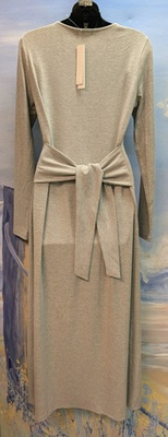 #ad #ad Aqua Bloomindale#x27;s Exclusive L Heather Gray Ribbed Midi Dress Front Back Tie $39.00