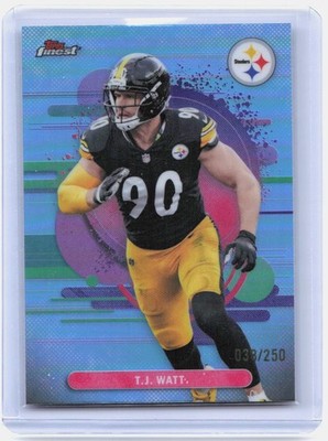 2025 Finest #189 T.J. Watt Sky Blue Refractor #/250
