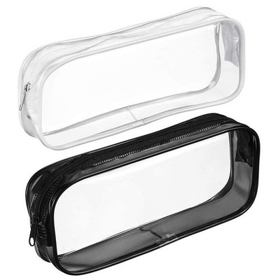 BlingKingdom 2pcs Clear PVC Zipper Pencil Bag Toiletries Exam Pen White 