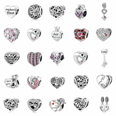 Charms Anhänger Silber 925 Herz Bead Liebe Familie Mom Baby Love Herz Anhänger.