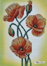 Bead Embroidery Kit Poppy DIY Beaded Needlepoint Beaded Stitching a5-d-499