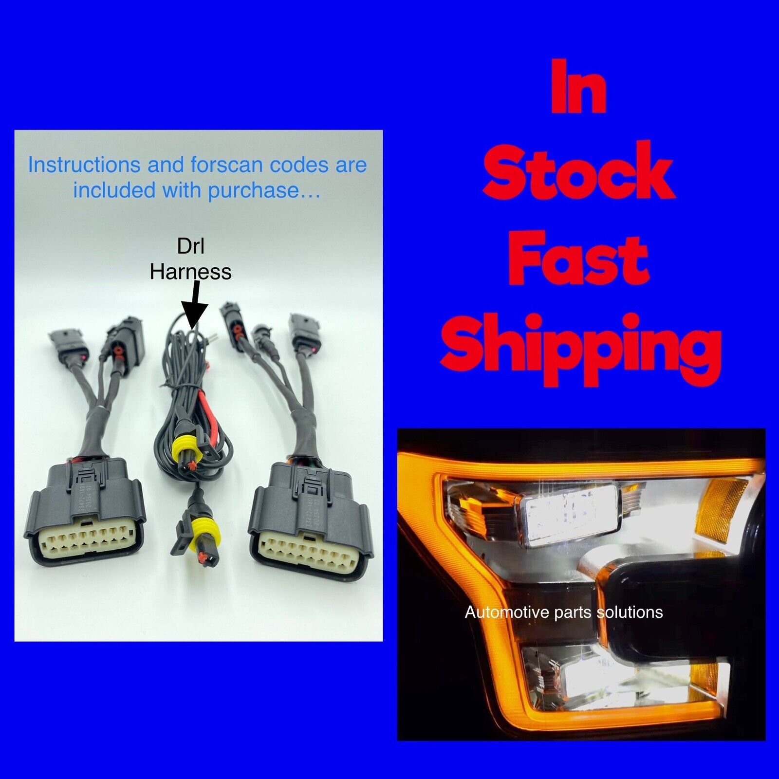 Ford F-150 F150 2017 Halogen To LED Headlight Conversion Harness Adapter PNP