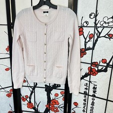 J. Crew Light Pink Cashmere Wool Cardigan Barbie core Sweater XS Gold Buttons