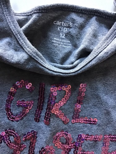 Girls Carter's Kid Size 12 Casual Dress Long Sleeve A-Line Gray Sequins Cotton - Picture 8 of 12