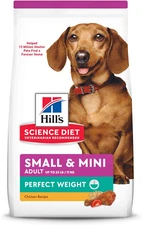 Hill's Science Diet Perfect Weight Small Breeds Dog Food Chicken Recipe 4lb Bag