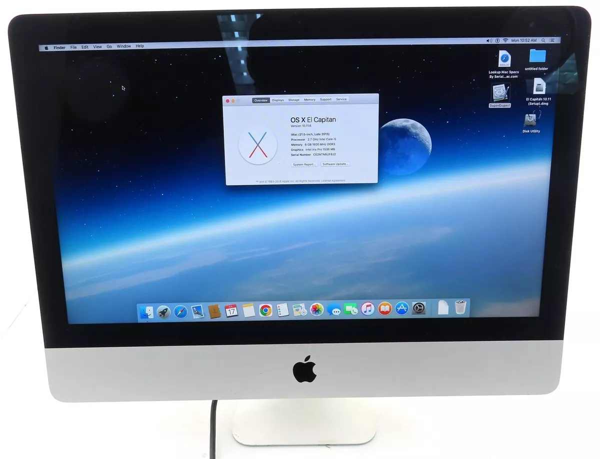 Apple iMac A1418 21.5'' Core i5 2.7GHz 8GB 1TB HDD OS X El Capitan Late 2013