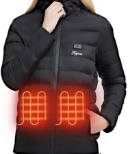 Telguua Heated Jacket Women's Size Small w/ Battery And Charger Black