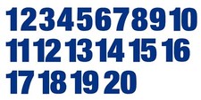 1-20 Numbers Reflective Blue Sticker Vinyl Decals 1" - 10" Set Of 20 586-R 