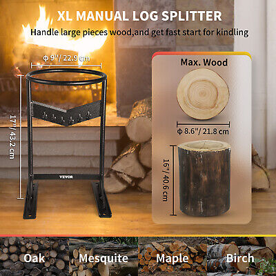 VEVOR Firewood Kindling Splitter, 9''x17'' XL Wood Splitter, Unique  V-Shaped Finger-Safety Blade, Manual Log Splitter for Wood Splitting, Heavy  Duty Strong Steel Structure & Stability, Log Splitter