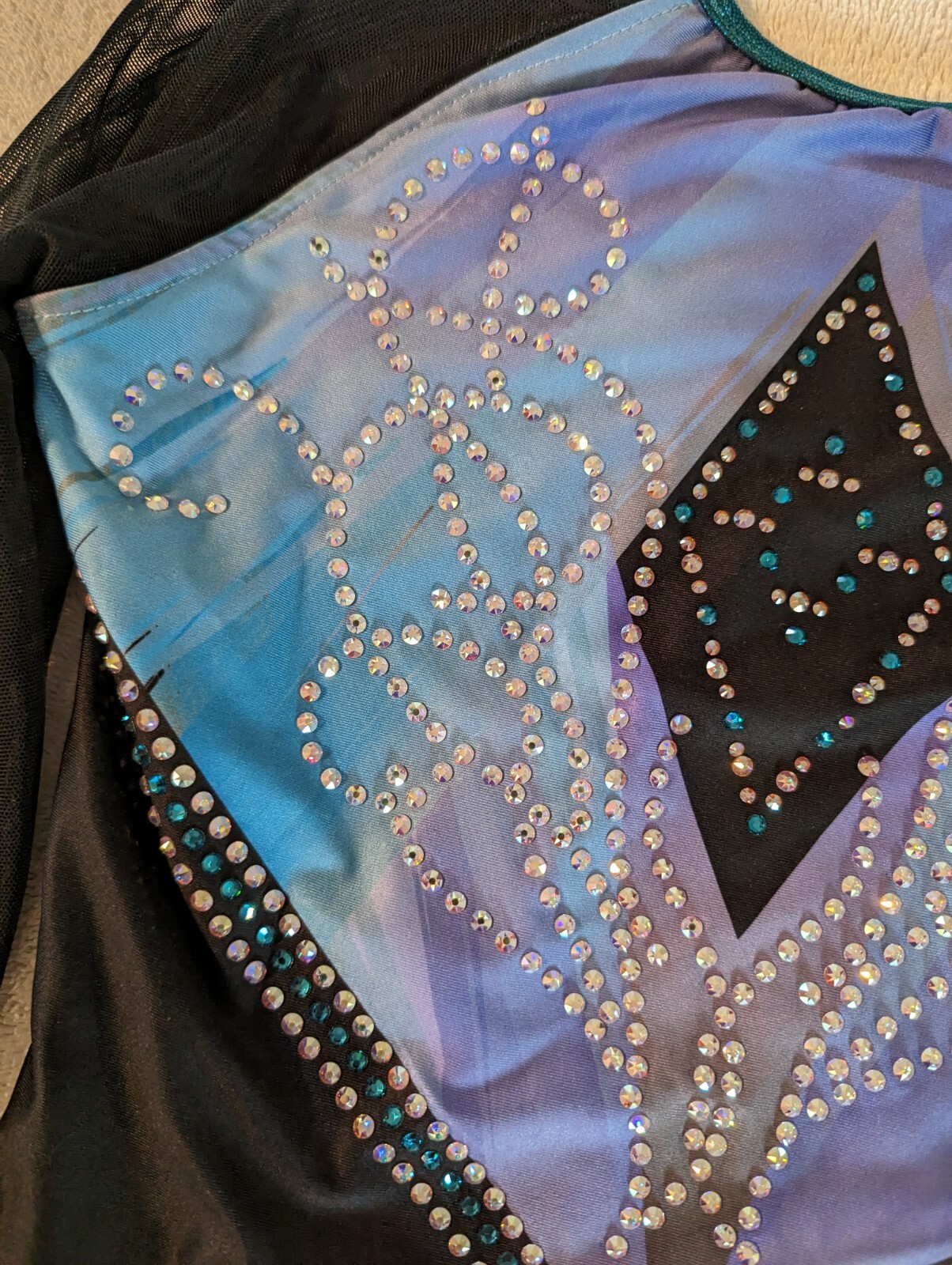 COMPETITION Ozone gymnastics Leotard CL Large 3/4 sleeve Warrior RHINESTONES