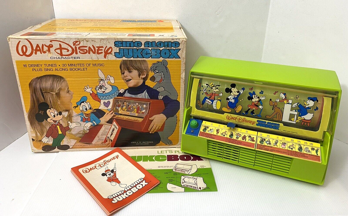 キュージョン　ディズニー　セット　スクルージ、カンガ&ルー　etc Vtg '73 Kenner Walt Disney Sing Along Jukebox General Mills W/Box
