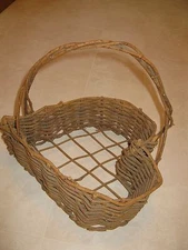 Lg Natural Rustic Brown Woven Heart Table Basket w/Handle Valentine/Wedding