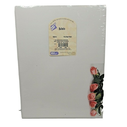 Bulletin Pink Rose Printer 60 lb Paper Sealed Package 50 Sheets USA Made - 第 1/4 張圖片