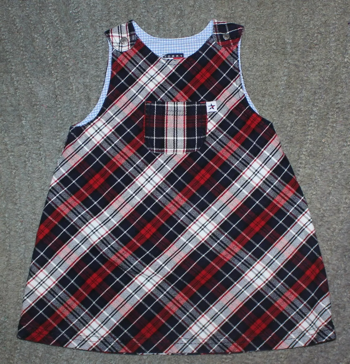 Tommy Hilfiger Baby Girls Plaid Jumper - Size 18-24 Months - EUC