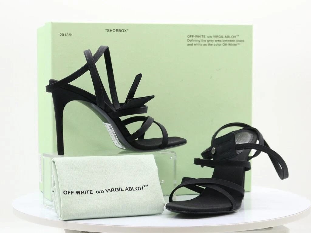 Off white zip tie high heel sandals cheap