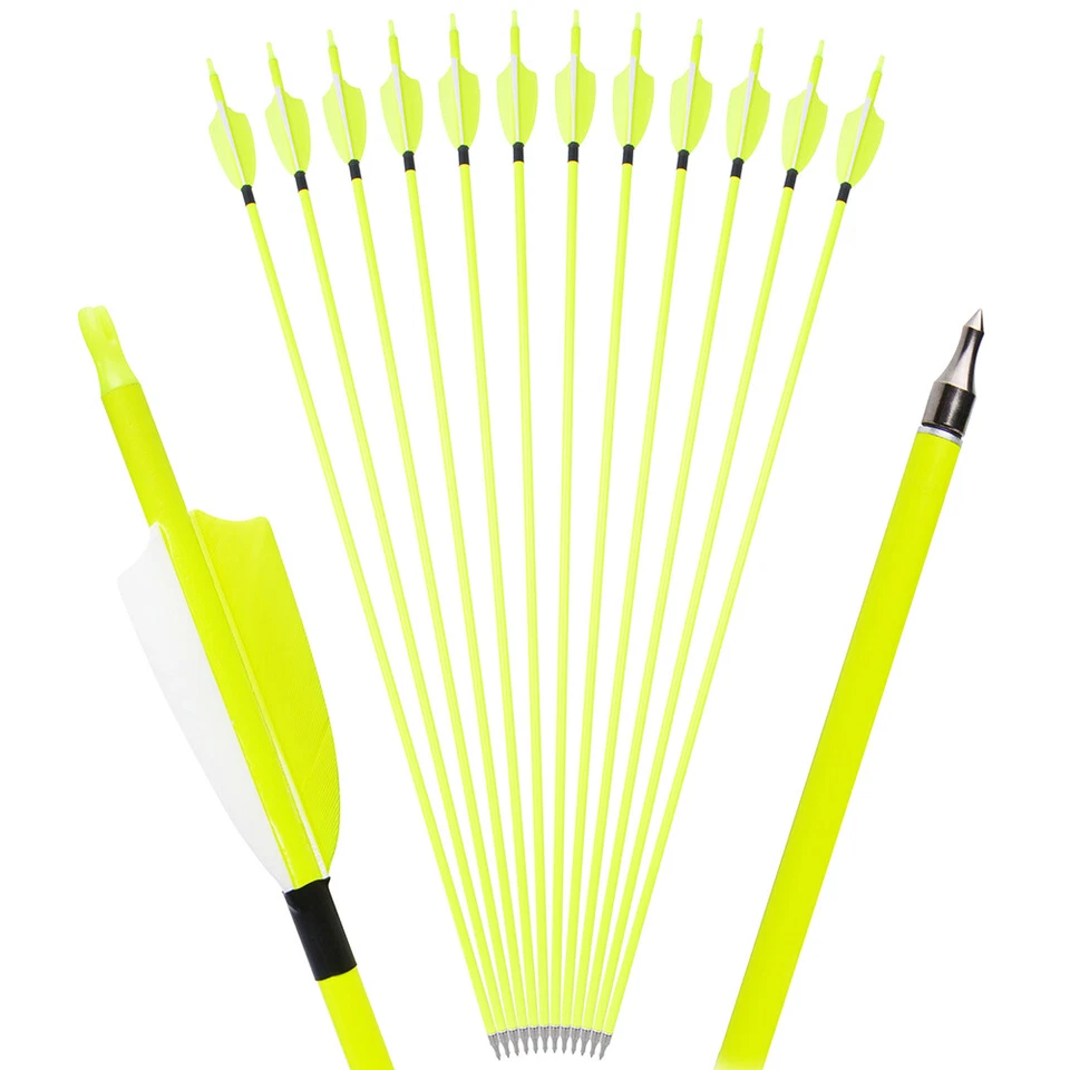 6/12 Archery Carbon Arrows 30" SP500 Feathers Recurve Compound Bow Hunting Shoot - Image 2 of 4