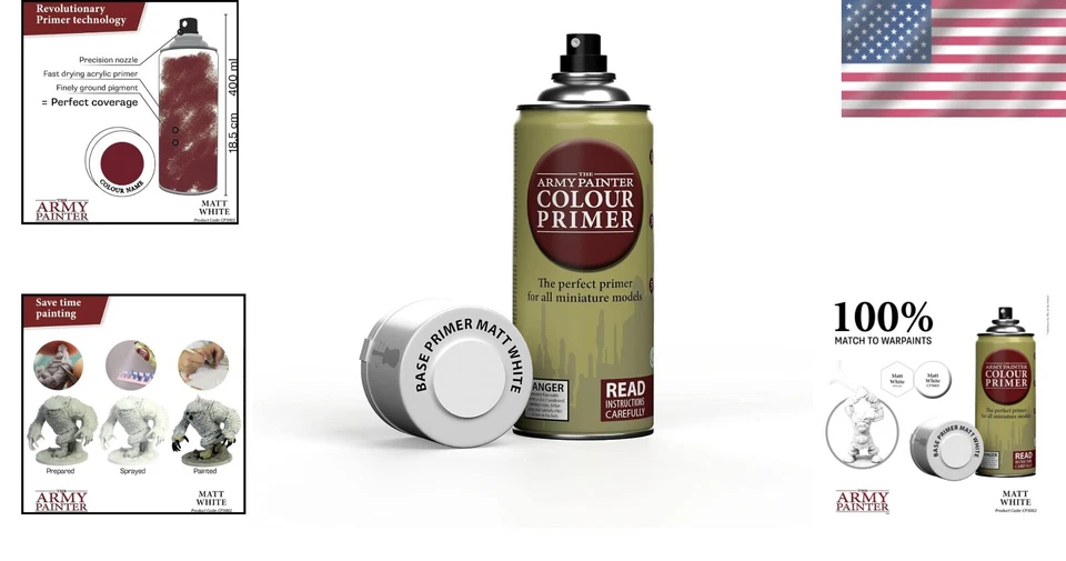 Imprimación en spray acrílico blanco mate - 400 ml para miniaturas de plástico y metal Foto 2 de 4