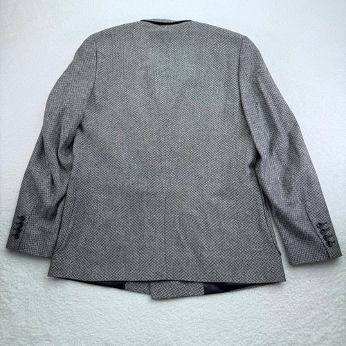 Ben Sherman Plectrum Blazer XL Gray Black Herringbone Double Breasted Peak Lapel - Picture 17 of 17