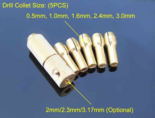 2/2.3/3.17mm+5/10PCS 0.3-3.2mm Mini Twist Hand Drill Kit Chuck Drill Bit Collet - Picture 8 of 9