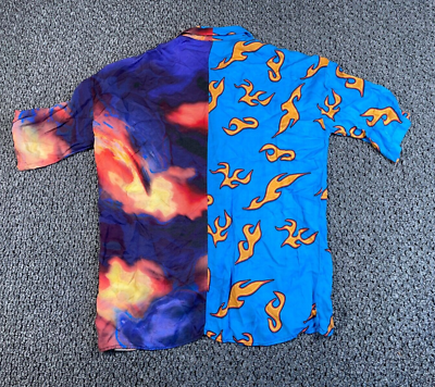 Jaded London Anime Half Flame Shirt Women's Small Blue Colorful