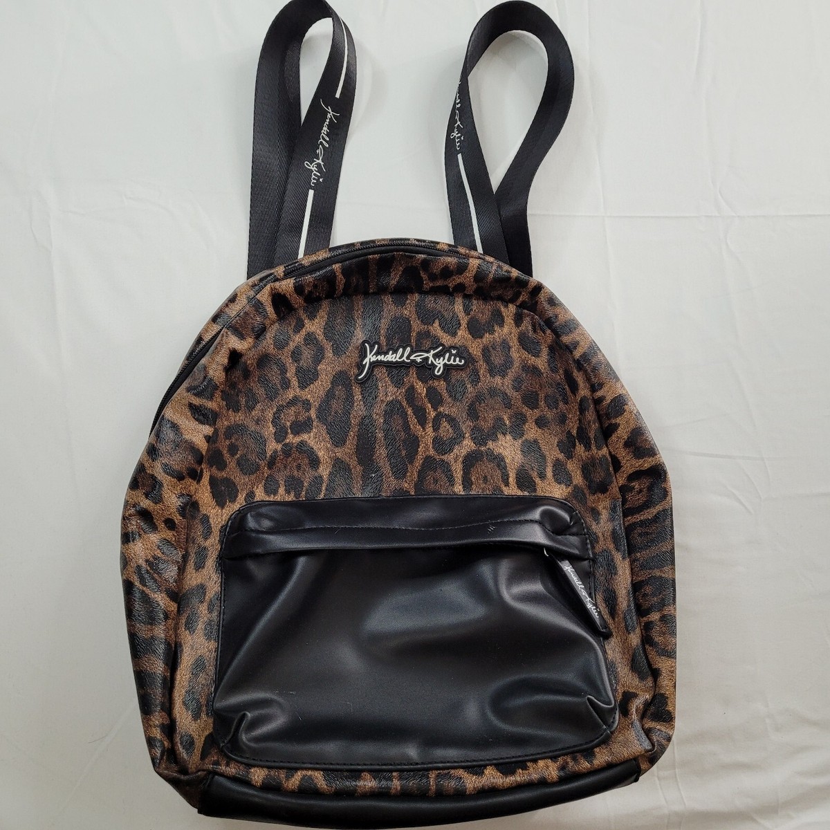 Kendall Kylie Backpack Leopard Print Back Pack Medium Size Brown