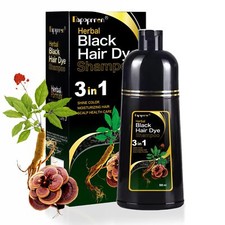 3-IN-1 Shampoo Para Cubrir Canas Cabello negro Hierbas Naturales Brillo - 500ml
