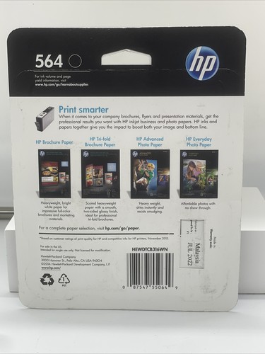 NEW Genuine HP 564 Black Ink Cartridge Exp 07/2022 - Free Shipping - Picture 2 of 3