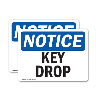 (2 Pack) Key Drop OSHA Notice Sign Decal Metal Plastic
