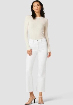 Hudson Faye Ultra High Rise Bootcut Crop Jeans Size 32 White Women s 