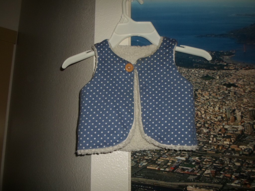 Vest-6-9 months-reversible blue and white-Bunny vest- -China-one baby wore-image
