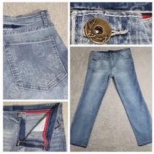 RARE Kno Betta Jeans Mens 36x29 Printed SDL Denim Med Wash Classic USA Pants EUC