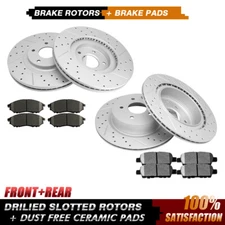Front & Rear Drilled Brake Rotor +Ceramic Pads For EX35 EX37 G25 G37 QX50 350Z