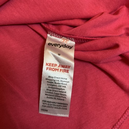 Everyday Tie Detail Scoop Neck Dress Size 12 Pink 100% Cotton - Picture 6 of 8