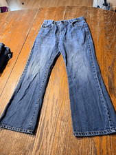 Boys Size 10 Husky Place Bootcut Cotton Denim Blue Jean Pants w Adjustable Waist