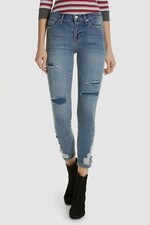  185 Free People Women's Blue Distressed High-Rise Cropped Casual Jeans Size 25