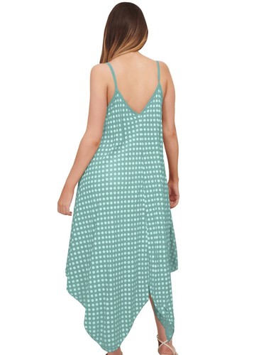 Maxi vestido de verano italiano con tirantes estampado de playa con cuello en V sin mangas para mujer - Imagen 92 de 253