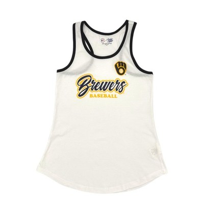 MLB Milwaukee Brewers Women's Racer Back Tank Top in White, S