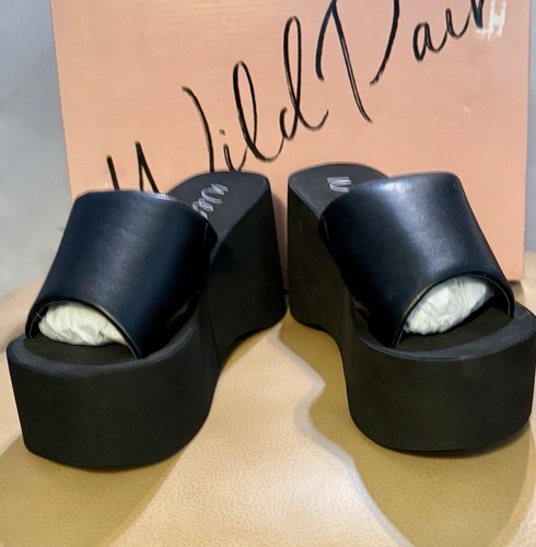 Wild Pair Womens Nylaap Faux Leather Slip On Wedge Sandals Size 5 - Picture 2 of 6