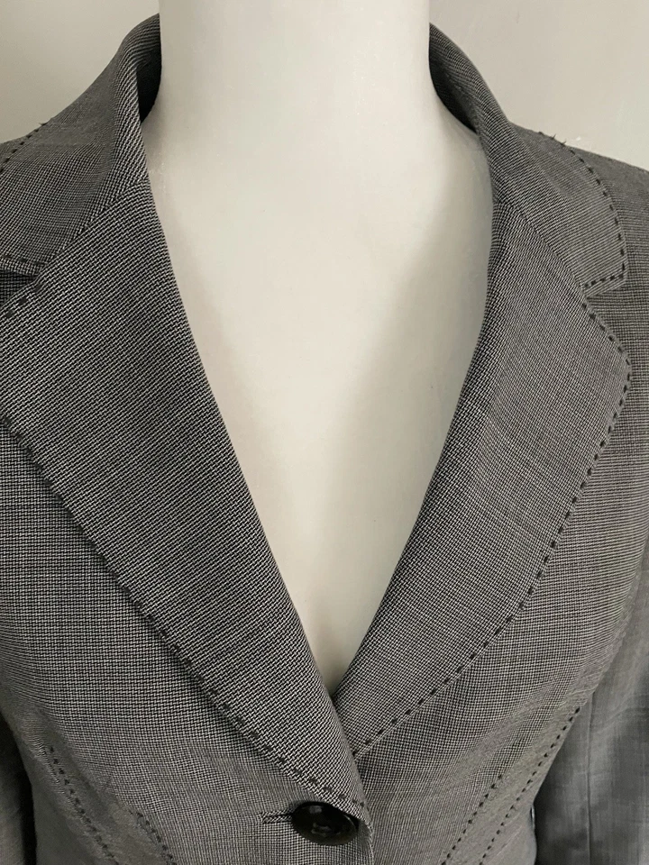 Blazer Classique Entier Forrado Mezcla Lana Talla 4 Botones Grandes Puntada Gruesa Foto 3 de 4