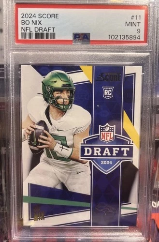 2024 PANINI SCORE NFL DRAFT #11 BO NIX ROOKIE RC PSA 9 tough grade