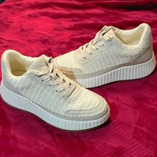 Dolce Vita Fredi Women's Beige Low-Top Knit Lace-Up Sneakers Rubber Sole US 8