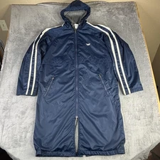 Speedo Swim Parka Mens Medium Navy Blue Hooded Full Zip Fleece Lined Jacket Coat