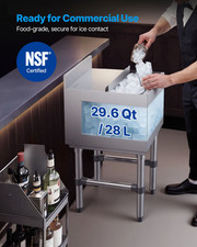 Commercial Ice Bin 29.6 Qt Stainless Steel Ice Chest Cart Sliding Lid NSF