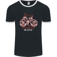 Life is a Beautiful Ride Cycling Bicycle Mens Ringer T-Shirt FotL