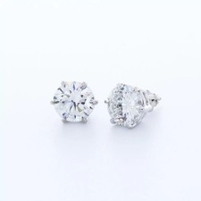 Stud Earrings Solid 14K White Gold Classic 4.51 CT Round Natural Diamond F VS2