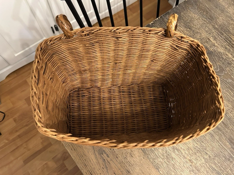 Cesta de mimbre tejida para bicicleta cesta delantera vintage Foto 2 de 4