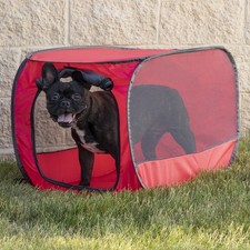 Soft-Sided 32" -up Mesh Dog Kennel, Red, Medium