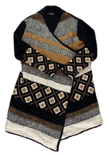 Harve Benard Cardigan Sweater Black Brown White Womens Size M Medium