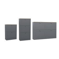 Vida Designs 2 3 4 Drawer Tier Grey Shoe Cabinet Shelf Hallway Storage Unit